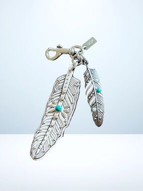 Coach Western Rivet Feather Leather Bag Charm Keychain 2015